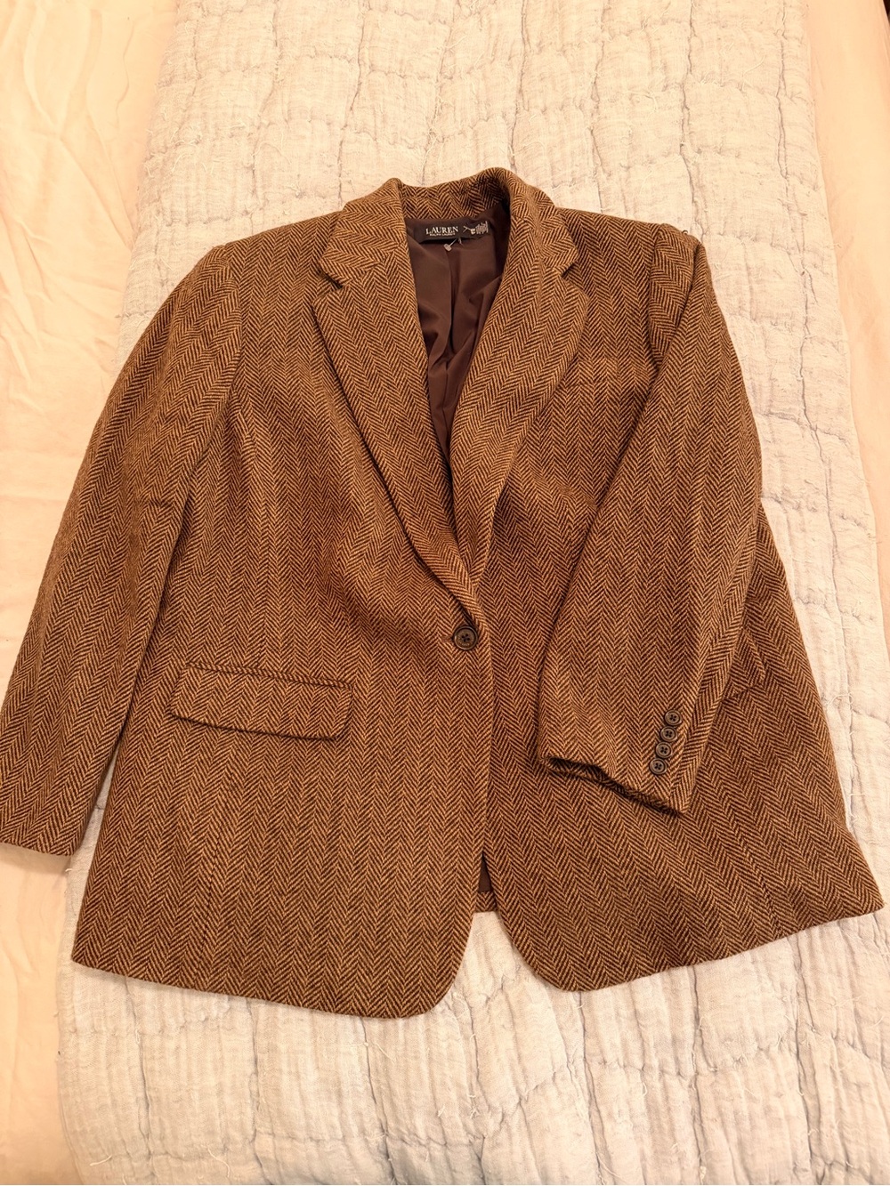 Ralph Lauren Brown Herringbone Blazer Jacket - Picture 4 of 7